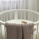 Husa saltea rotunda patut bebe copii cu elastic, 70 x 70 cm, alb (3)